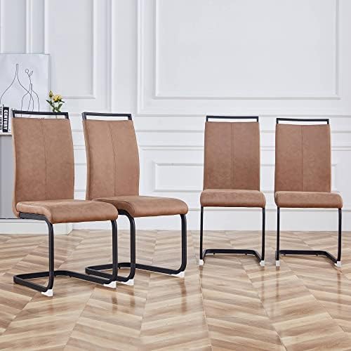 Baysitone Modern Dining Chairs Set of 4, Side Dining Room Chairs, Kitchen Chairs with Leathaire Padded Seat High Back, Chairs for Dining Room,Kitchen, Living Room Brown