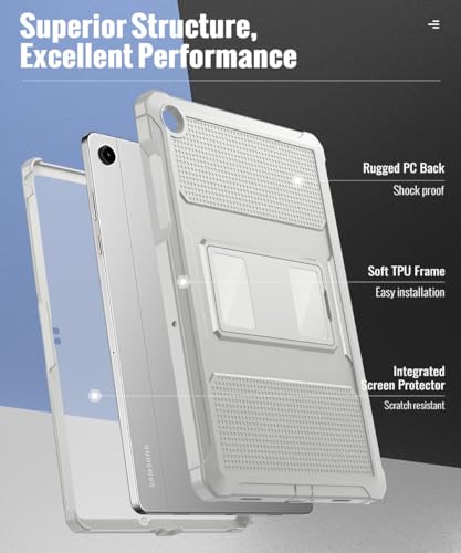 Image of MoKo Shockproof Case Fit Samsung Galaxy Tab A11+ Plus / A9+ 11 Inch | Full Body Rugged Stand Back Cover with Built-in Screen Protector for Galaxy Tab A11+ / A9+ Tablet, Light Gray