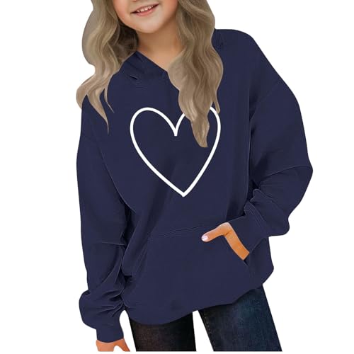 Heart Graphic Hoodie for Girls Boys Tween Kids Cute Oversized Sweatshirt Fashion Long Sleeve Comfy Pullover Tops