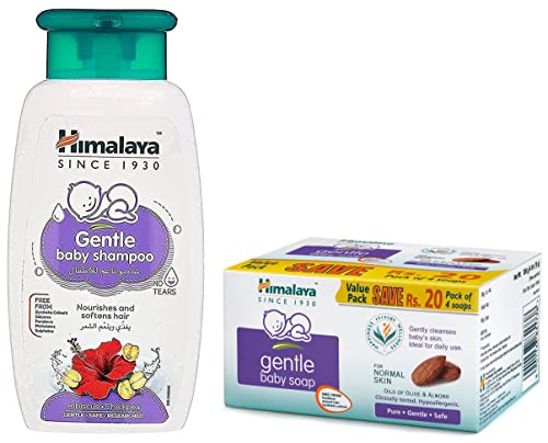 Image of Himalaya Gentle Baby Shampoo (200ml) & Gentle Baby Soap Value Pack, 4 * 75g