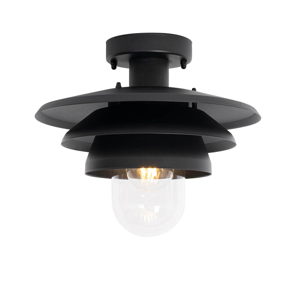 Qazqa morty - Plafonnier - 1 lumière - Ø 28.5 cm - Noir - Design - éclairage extérieur
