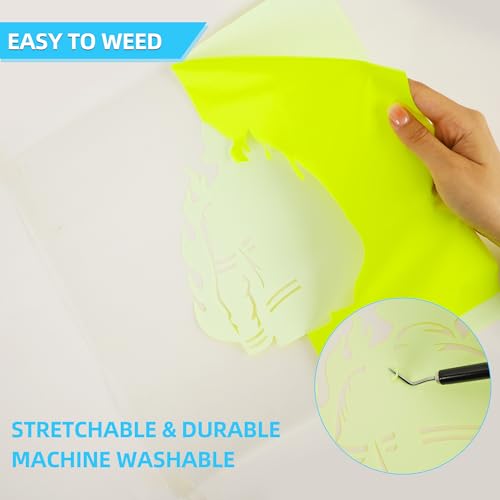 Image of guangyintong HTV Heat Transfer Vinyl Bundle, 52 Pack 12 inch x 10 inch Iron on Vinyl for T-Shirt, 33 Assorted Colors Clossy Reflective and Fluorescent HTV Vinyl for All Cutting Machine Easy to Cut & Weed