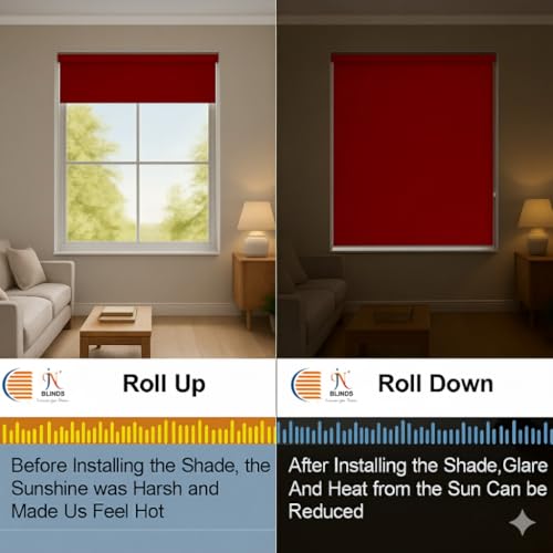 Image of 100% Blackout Roller Blinds for Windows | UV Protection & Thermal Insulated Fabric | Privacy Window Shades for Home & Office | Easy Install