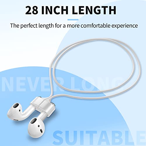 Woyinger Strong Magnetic Airpods Strap, Silicone Anti-Lost Cord Sports Lanyard With Extra Tangle-Free Cable Storage Case, Compatible With Airpods 3Rd / 2Nd Generation / Pro / 1(White) #TOP5