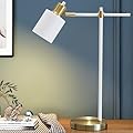 Helistar Desk Lamp for Home Office White Table Lamps for Bedroom Desk Table Lamp for Living Room Night Stands 21" Metal Modern Classical Pure White (1 Pack)