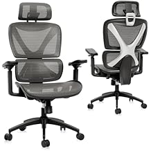 GABRYLLY Ergonomic Office Chair, Big and Tall Mesh Chair with Lumbar Support, 3D armrest - 215&deg; Rotation, Adjustable Headre
