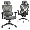 GABRYLLY Ergonomic Office Chair, Big and Tall Mesh Chair with Lumbar Support, 3D armrest – 215° Rotation, Adjustable Headrest & Soft Seat, Durable Desk Chair 350LBS for Work Gaming Computer,Grey