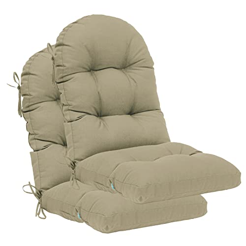 Image of QILLOWAY Outdoor High Back Chair Cushion for Adirondack, All Weather Rocking Chair Cushions Thick Padded Replacement for Patio Furniture Set of 2,Beige