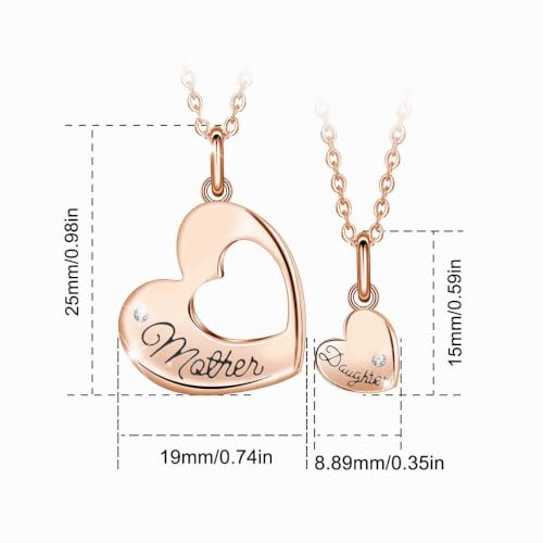 Miniatura 5 de Eudora Collar Para Madre Hija Oro Rosa Colgante De Doble Corazón Para Mama, Plata De Ley 925 Madre Hijo Amor Colgante De Doble Cadena Materno Regalo Del Día De La Madre, Regalos Para Mamá Hija, 18