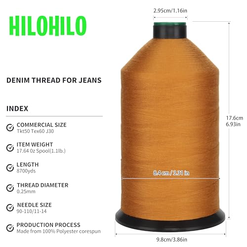 Hilo de poliéster para coser Denim Tkt50 Tex60 J30 8700 yd miniatura 2