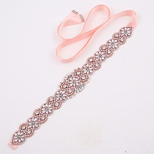 Wedding Belt for Bride Dress,Rhinestone Pearls Bridal Sash Handmade Crystal Belts for Bride Bridesmaids3