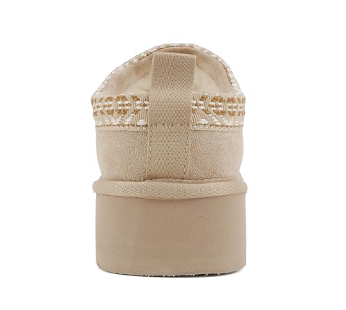 Image of Soda inchEagle inch ~ Women Round Toe Slip-On Flatform Lug Sole Sherpa-lined Slipper with Stitch Details