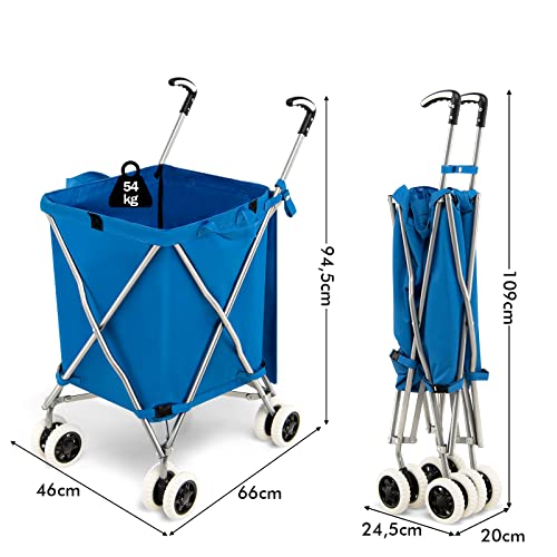 GOPLUS Klappbarer Einkaufswagen mit Rädern, Leichter Einkaufstrolley mit Zwei Lenkrollen, Abnehmbare wasserdichte Oxford… – Bild 8