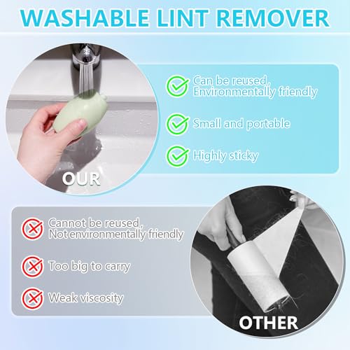 QOUBNIC Wiederverwendbarer Fusselroller, 2 Stück Waschbare Klebrige Gel Fusselrolle Ball, Washable Sticky Roller Tierhaarentferner, Waschbarer Reusable Lint Roller für Haustierhaar Kleidung Reisen