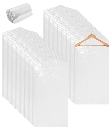Toaren 50 Pezzi Copriabiti Antipolvere Trasparenti 60x120cm Sacchetti Porta Abiti Trasparenti,Buste Copriabiti Armadio,Copri Abiti Antipolvere Plastica,Copertura Vestiti per Abiti,Camicie,Giacche