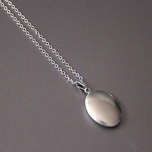 Preisvergleich Produktbild SUNMM Runde Bilderrahmen Anhänger Edelstahl Hängende Halskette Damen Herren Paare Gedenkschmuck, Glatt Oval, 41Cm