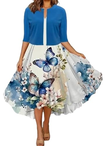 BAIREG Women's 2 Piece Set Boho Floral Midi Dress Elegant