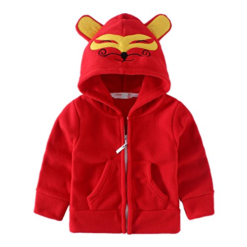 LittleSpring Fleece Jacket for Toddler Girl Full Zipper Red Fox Hood 4T LittleSpring Fleece Jacket for Toddler Girl Full Zipper Red Fox Hood 4T