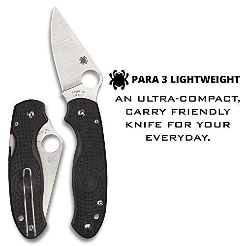 Spyderco para 3 Lightweight Signature Folding Utility Pocket Knife with 2.92" Stainless Steel Blade and FRN Handle - Everyday Carry - PlainEdge - C223PBK - Image 2