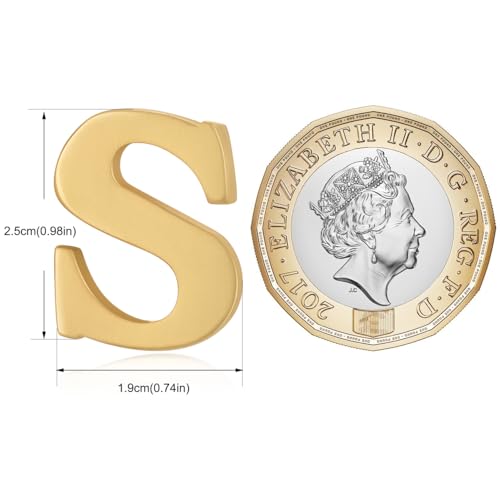 Image of HONEY BEAR Mens Womens Initial Alphabet Letter Lapel Pins Collar Badge Brooches for Business Wedding Graduation Gift Matte Gold 0.59 inches