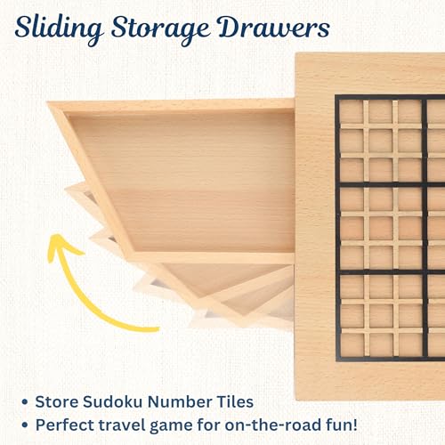 Juego de Mesa Sudoku en Madera con Fichas Numéricas y de Pensamiento - 11 pulgadas miniatura 6