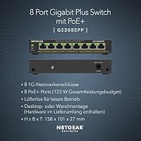 NETGEAR GS308EPP PoE Switch 8 Port Gigabit Ethernet LAN Switch PoE+ 123W Plus (Managed Netzwerk Switch PoE mit IGMP Snooping, QoS, VLAN, lüfterloses Metallgehäuse) – Ansicht 2
