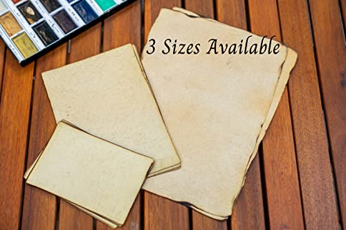 Handmade Antique Blank Paper With Slightly Burned Edge - A4 Size Package Of 50, Watercolor Mixed Media Loose Leaf Paper For Writers, Invitations, Crafts, Thick 130 Gsm Recycled Paper, 8.25X11.7" #TOP5