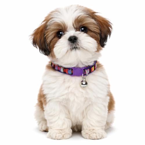 Image of Emily Pets Cat Collar for Girl Boy, Colorful Breakaway Cat Collars with Bell, Adjustable Printed Nylon woth Safety Buckles Kitten Collar (Color May Vsry, 1 Piece)