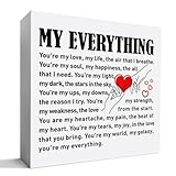 Romantic Gift for Him Her, Weeding Anniversary Love Gifts for Boyfriend Girlfriend Wife Husband, Valentine's Day Desk Tabletop Decorations Wooden Sign, You're My Love My Life