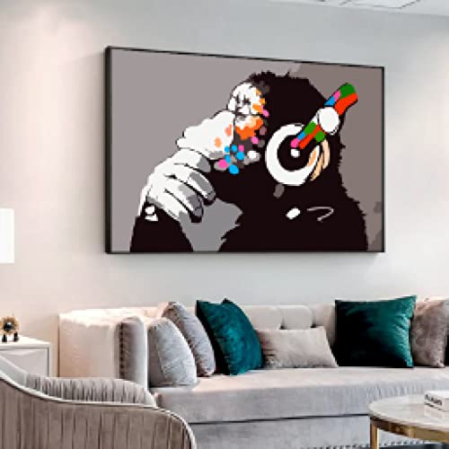 Poster orang-outan écouteurs musique idée cadeau anniversaire enfant
