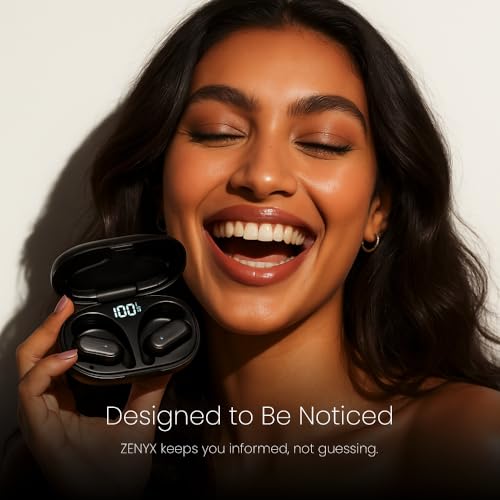Image of Zenyx Open Ear Wireless Earbuds with Ear Hooks, 10mm Dynamic Drivers, Bluetooth 5.3, 7H Playback + 400mAh Case, HiFi Sound, ENC Clear Calls, Lightweight & Sweat-Resistant, Type-C Charging