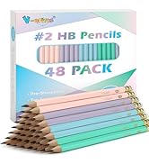 V-Opitos Wood-Cased #2 HB Pencils, 48 Pack Pre-Sharpened Pencils with Top Erasers, Bulk Pastel Co...