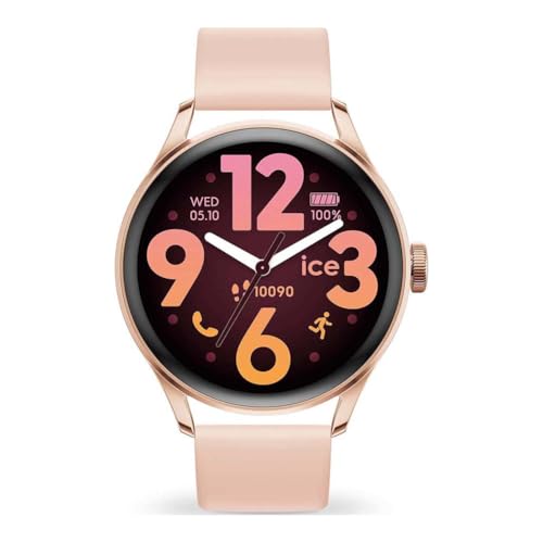 Ice-Watch - Ice Smart 3.0-1.2 Rose-Gold Nude AMOLED GPS - Montre connectée Ronde Rose-Gold pour Femme avec Bracelet en Silicone - 025103 (1.20 Pouces)
