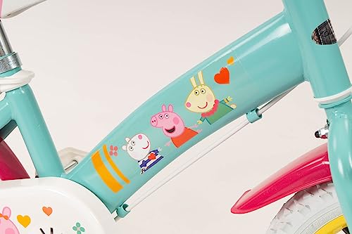 Kinderfahrrad Peppa Pig 12 Zoll mit Stützrädern Korb Puppensitz 3-5 Jahre