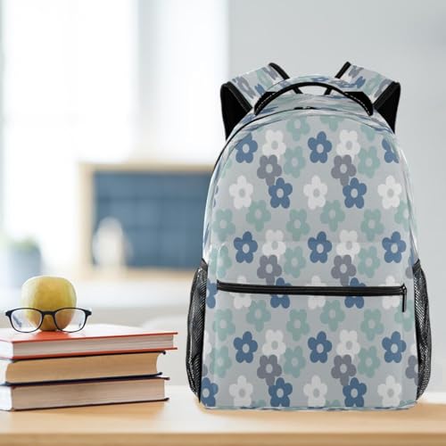 Sac à dos d'école grand volume fleurs bleues contre le mal de dos