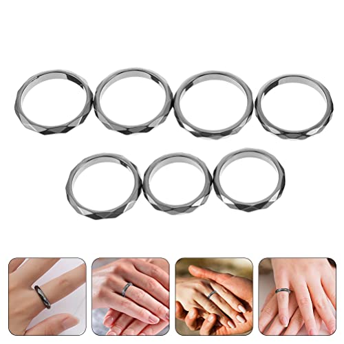 SUPVOX 7 peças de anéis de hematita não magnéticos, anéis decorativos para casal, presente