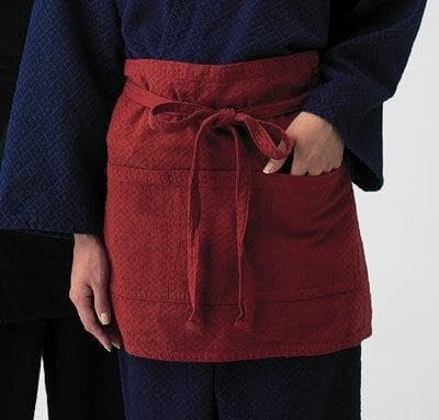 日本製 三河木綿 刺し子織 まえかけ 漆黒