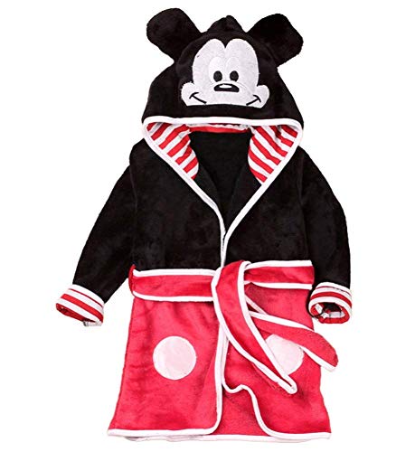 LoveLegis Talla 120-4/5 años - mickey mouse - mouse - bata - albornoz - para dormitorio - noche - pijama - niño - forro polar suave - con capucha - personajes