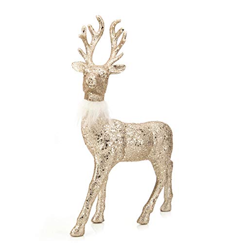 Arcci Reindeer Decorations Standing Christmas Figurines Deer, Gold Glitter Holiday Reindeer (Champagne Gold) #TOP4