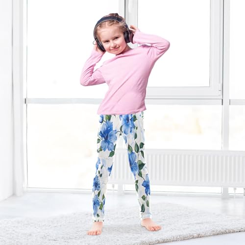 Bolaz Toddler Girls Leggings Printed Yoga Pants Leggings Blue Flowers for Kids4