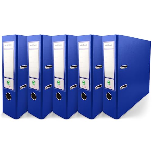 Netuno 5x Akten-Ordner blau DIN A4 2-Ring-Mechanik Ringorder a4 8cm Kunststoff Ordner a4 breit Büroordner Plastikordner Briefordner din a4 Ringmappe breiter Aktenordner 5er pack