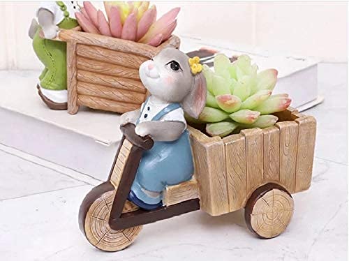 Buying Power Cute Bunny Flower Pot Rabbit Scooter Planter Home Balcony & Garden, Multicolour, Standard (FP001)