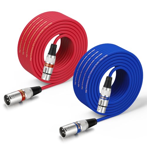 EBXYA XLR Cables 50 ft 2 Pack - Balanced DMX Mic Cables Male to Female, Suitable for Microphones, Radio Station, Stage Lighting