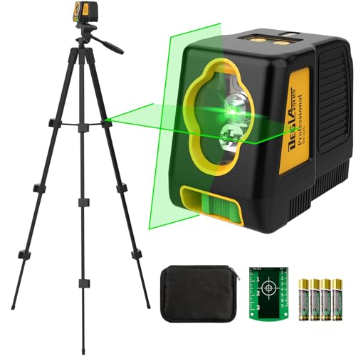 Laser Level with Tripod,DEGLASERS 100Ft Green Cross Line Self Leveling laser level,Dual-Module,Selectable Laser Lines With 4 AA Battery for Picture Hanging,Tile,Construction Indoor Project