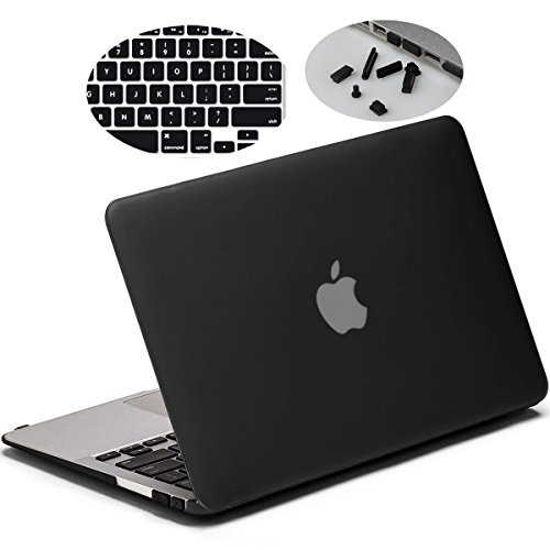 LENTION Hard Case for MacBook Air (11-inch, Late 2010 to Early 2015) - Model A1370 / A1465, with Keyboard Cover and Port Plugs, Matte Finish Case with Rubber Feet (Frost Black)