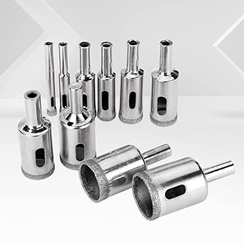 Diamond Drill Bit Set,10 Pieces Diamond Hole Saw, Glass Hole Saw For Tiles Glass, Ceramic, Porcelain, Marble, Bottles, Diy,6Mm - 30Mm #TOP6