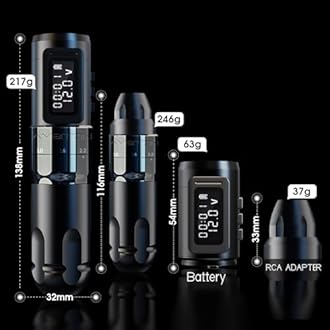 Tattoo Kit - Ambition Mars-U Wireless Tattoo Machine Kit with Adjustable Stroke 1800mAh Power Tattoo Gun Kit with 40pcs Tattoo Cartridges Needles Gloves Bandage Practice Skin for Tattoo Artists