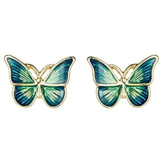 Ms. Swan Vintage green Women butterfly partys Stud Earrings
