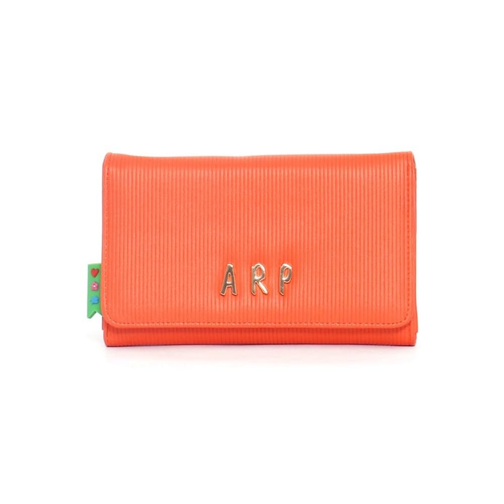 Agatha Ruiz de la Prada Billetero de Piel Vegana Color Naranja Rayas Verticales y Logo ARP Dorado