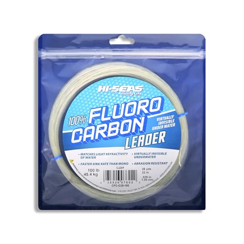 HI-SEAS 100% Fluorocarbon Fishing Leader, 100 lb, Clear, 25 yd